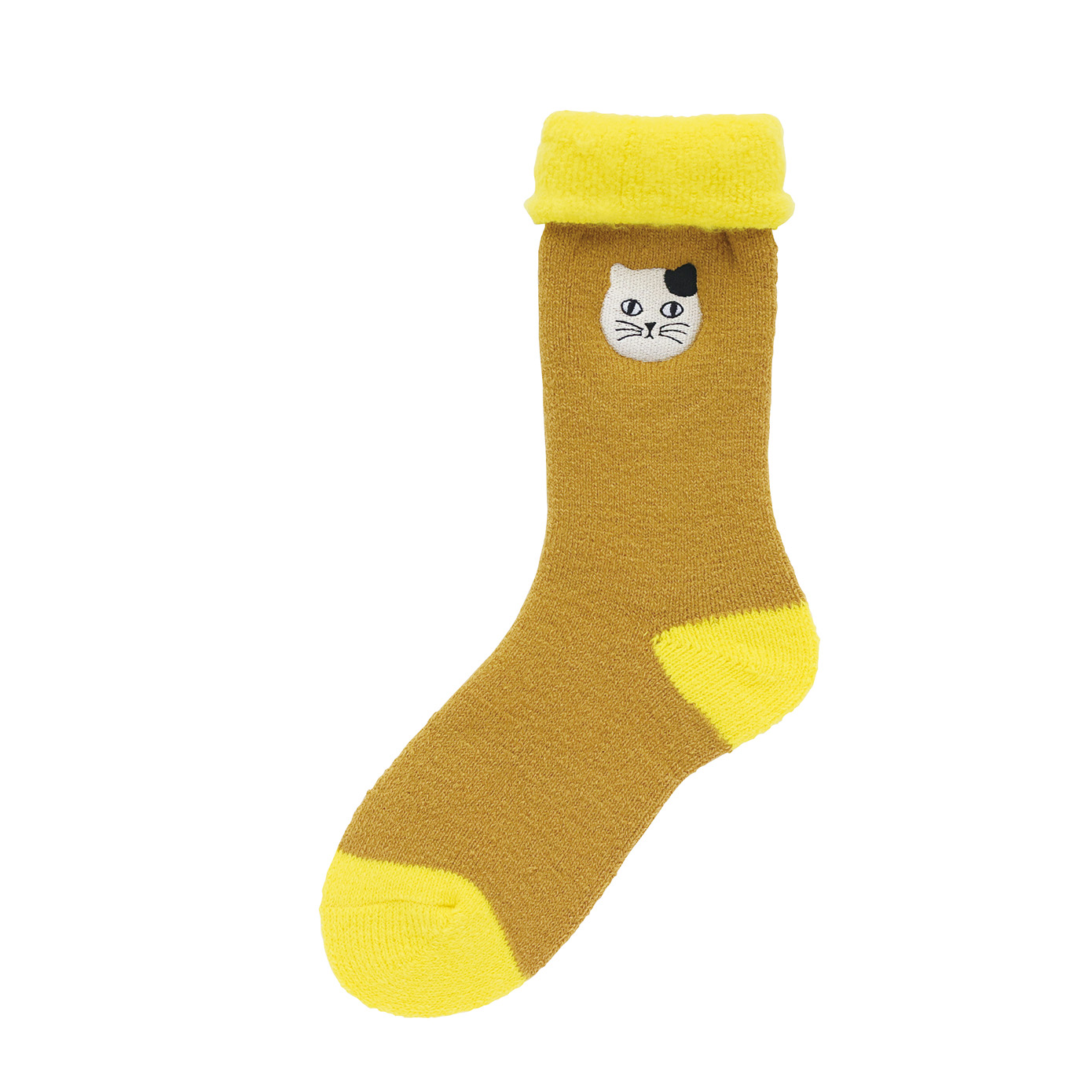 Matsuo Miyuki Room Socks Cat Face Ivory 8000000works matsuo-miyuki-room-socks-cat-face-ivory-8000000works